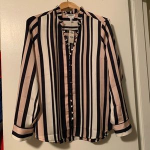 Slim Fit Stripped Ruffle Collar Portofino Shirt